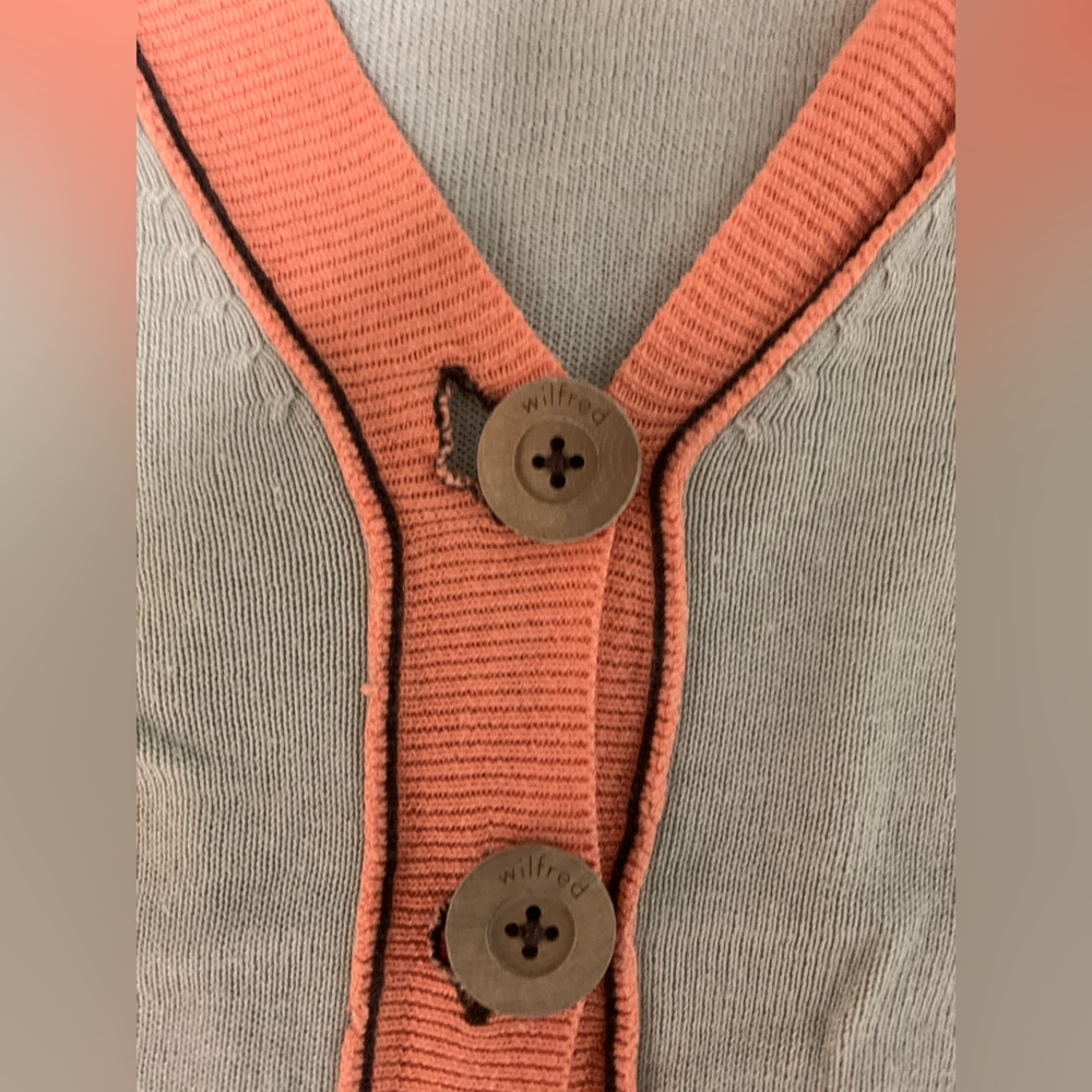 🍀5 for $25🍀 Wilfred Orange and Beige V-Neck Cardigan - Picture 4 of 8